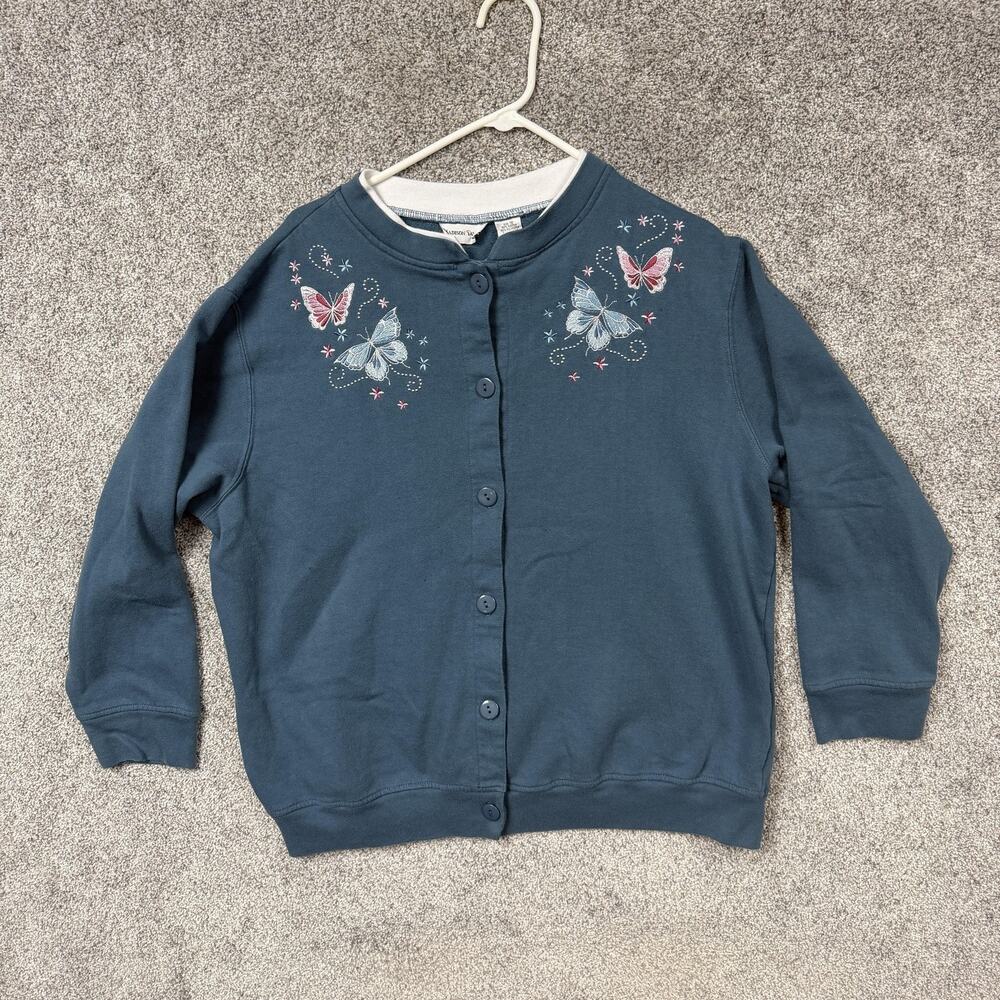 Madison Taylor Cardigan Sweater 1X Butterfly Grandmacore Cottagecore Embroidered